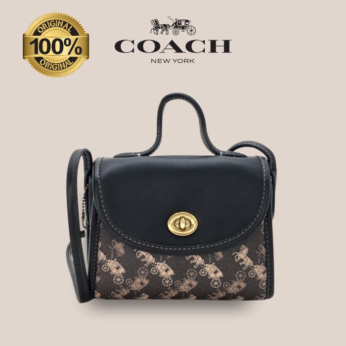 Jual C*Ch Turnlock Top Handle With Horse And Carriage Print 100