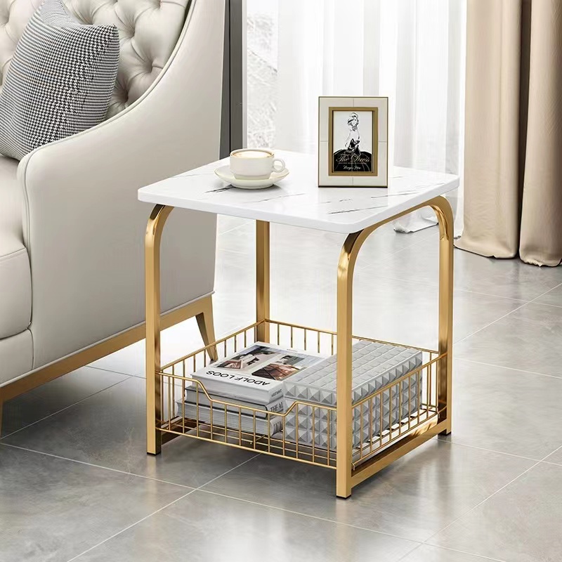 Jual Meja Tamu Aesthetic Meja Besi Kotak Coffee Table Marble Gold Meja Nakas Meja Industrial