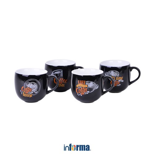 Jual Informa Appetite Set Pcs Mug Coffee Time Hitam Gelas Keramik