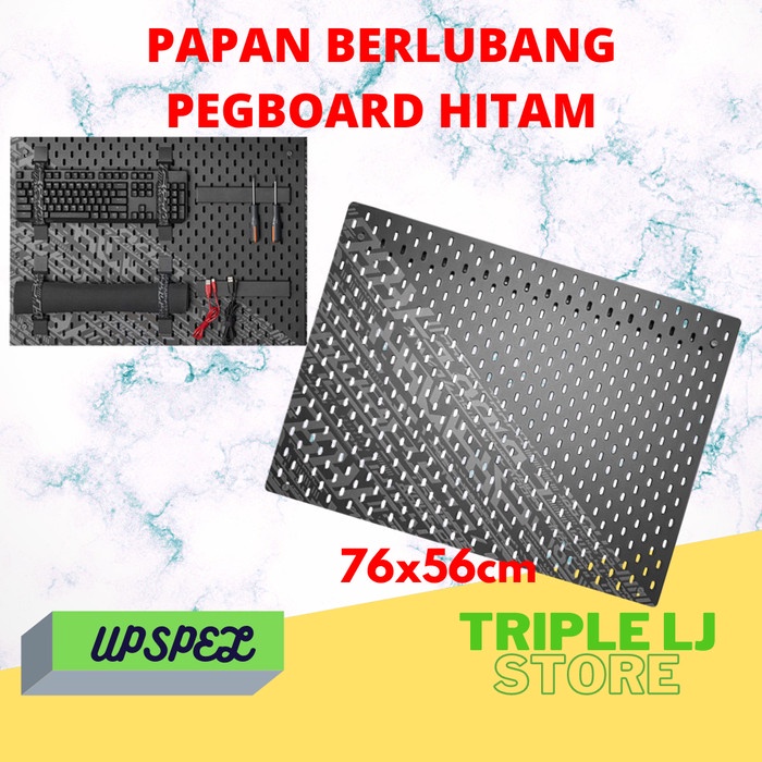 Jual Promo Papan Berlubang Dengan Gantungan Pegboard Hitam 76X56Cm