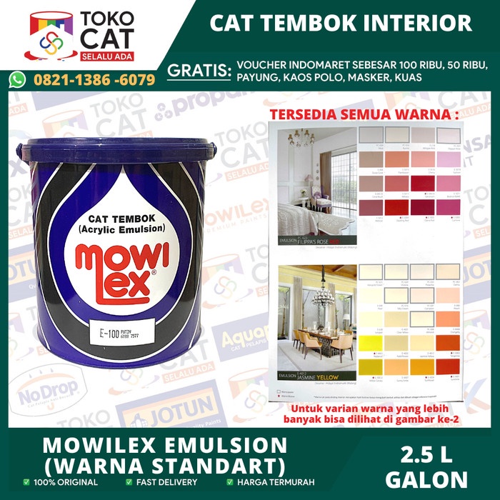 Jual Cat Tembok Interior Mowilex Emulsion Warna Putih E100 25 Liter Galon Shopee Indonesia 2715