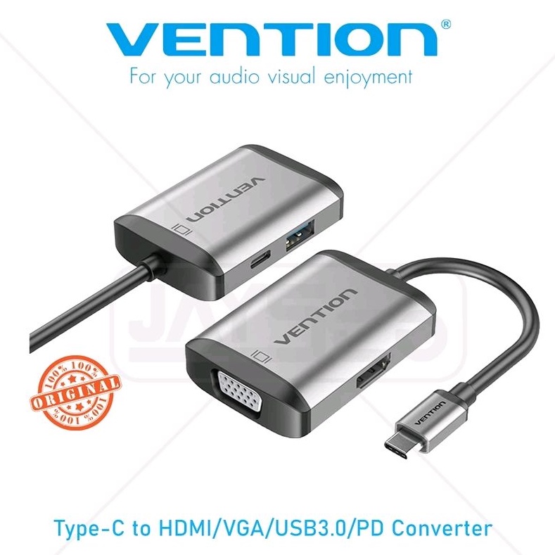 Jual Vention Adapter 4 in 1 USB Type C to HDMI VGA USB 3.0 PD | Shopee ...