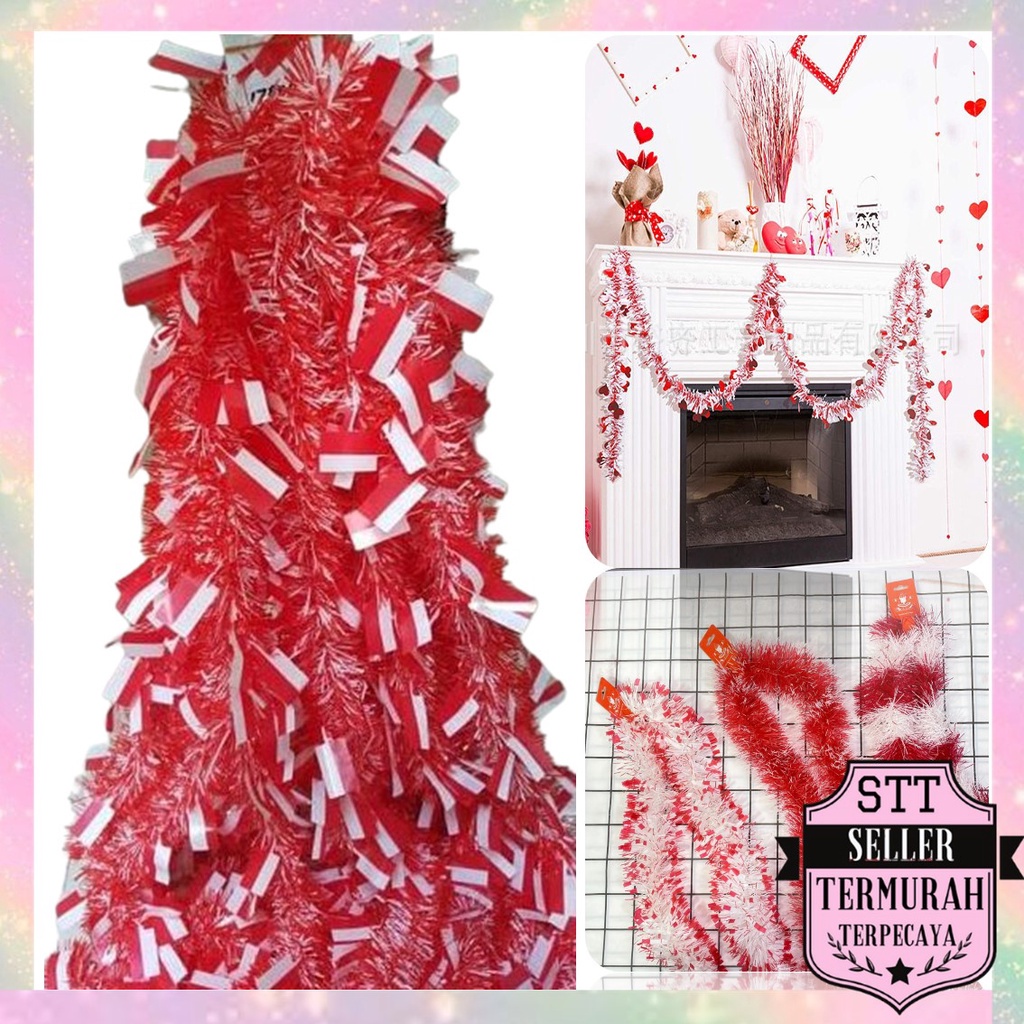 Jual STT Slinger Tinsel Rumbai Merah Putih 2 Meter Hiasan Aksesoris ...