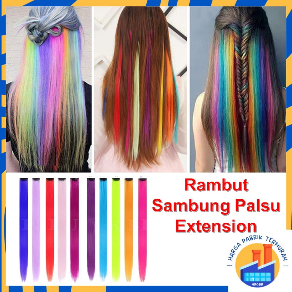 Jual HPT Hair Clip Wig Colour Highlight Rambut Sambung Palsu Extension ...