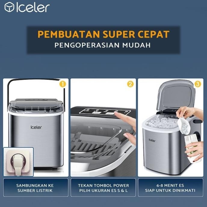 Jual Mesin Es Stainless Ice Maker Iceler 12KG per 24 Jam Dengan Handle ...