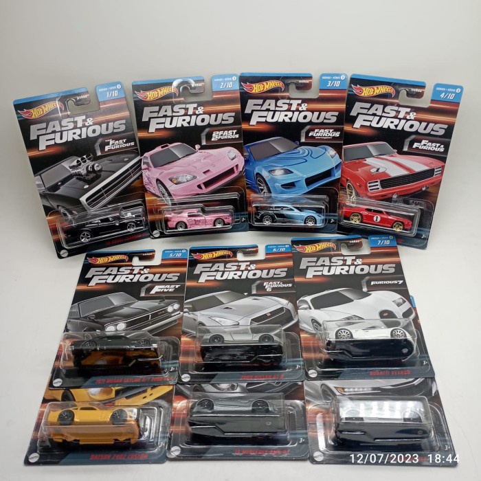 Jual Original Hotwheels Reguler Fast And Furious Series 3 Set 10 Pieces Lengkap Berkualitas 7200