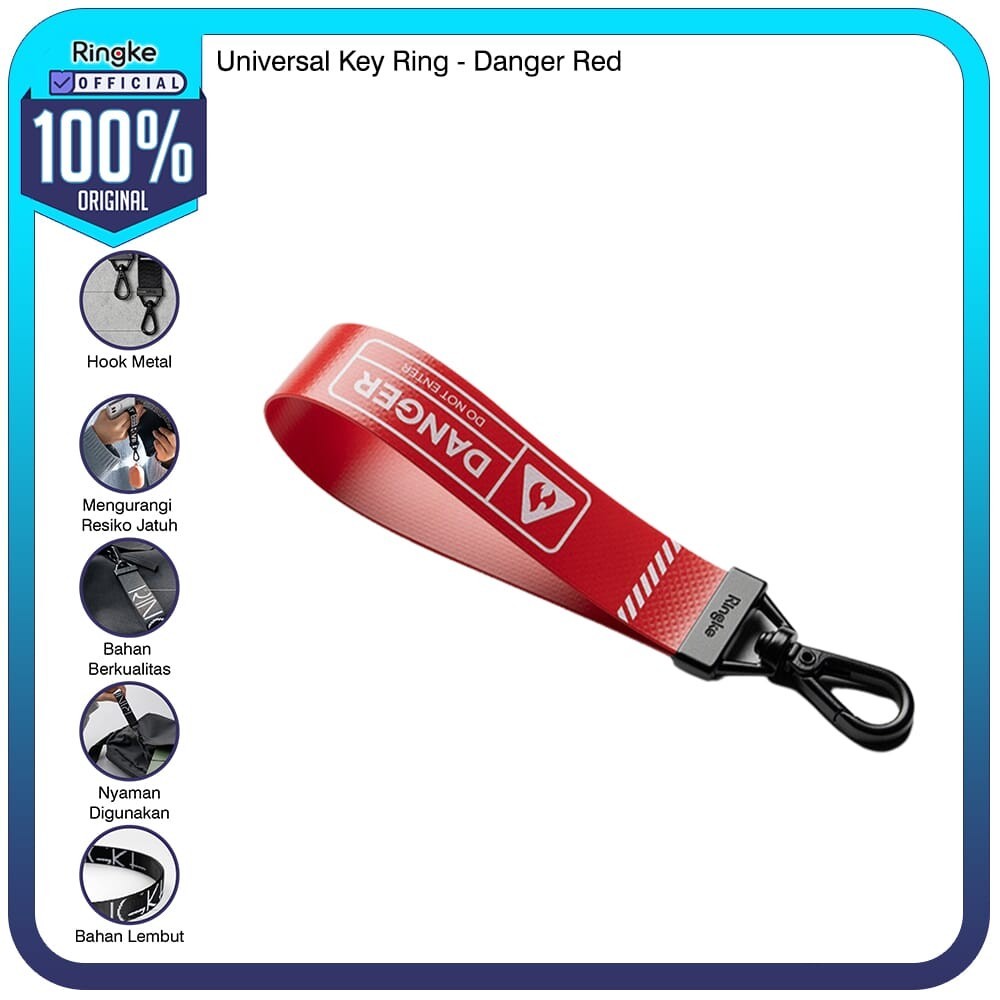 Jual Ringke Key Ring Danger Red Keychain Gantungan Kunci Motor Mobil ...