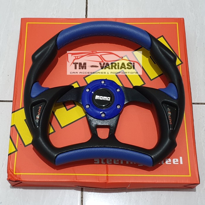 Jual [Baru] Stir Racing Momo Alien 13 Inchi Hitam Kombinasi Biru ...