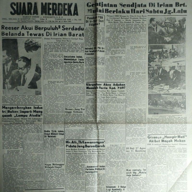 Jual Surat Kabar SUARA MERDEKA Koran Sejarah Headline Gencatan Senjata