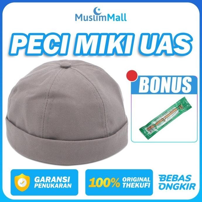 Jual New Peci Miki Hat Topi Brimless Cap Abu Abu Peci Uas Kh Polos