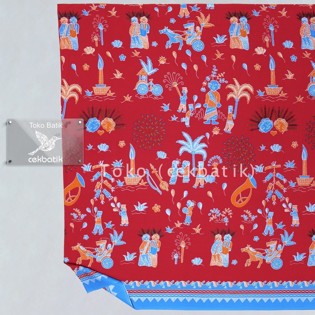 Jual kain batik - Motif Batik Ondel ondel betawi Unik (Merah) | Shopee ...