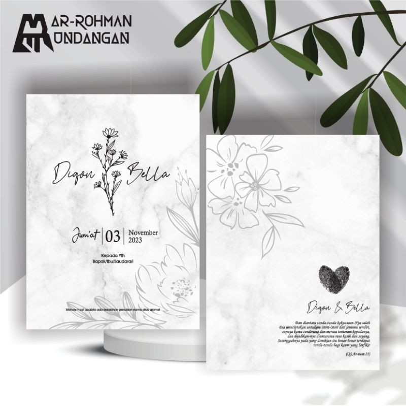 Jual Undangan pernikahan custom mono simpel elegan harga murah | Shopee ...