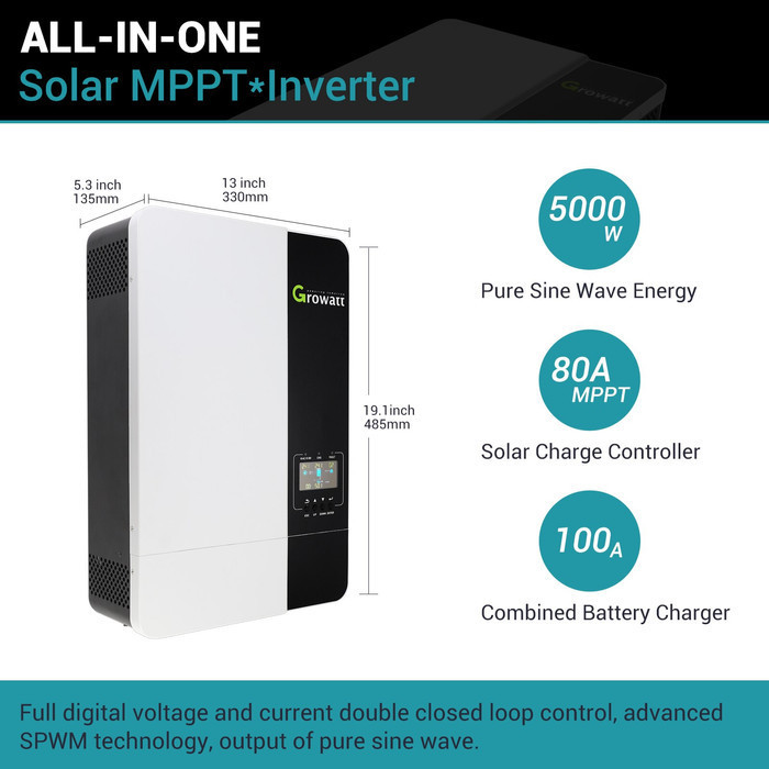 Jual Growatt Pv Solar Inverter Off-Grid 5Kw Spf 5000 Es / 5000Es 48V
