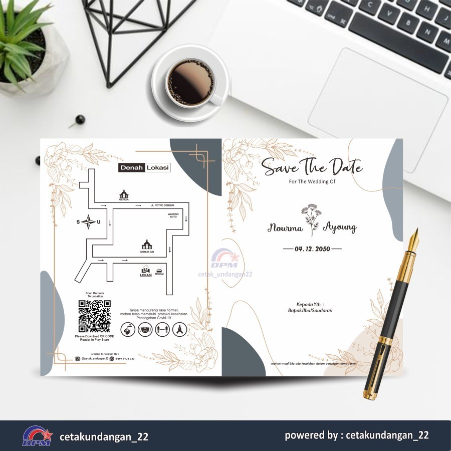 Jual file undangan pernikahan desain minimalis klasik kode I1HND ...