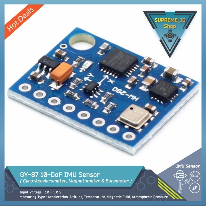 Jual GY-87 10-DOF IMU Sensor Barometer Gyroscope Accelerometer ...