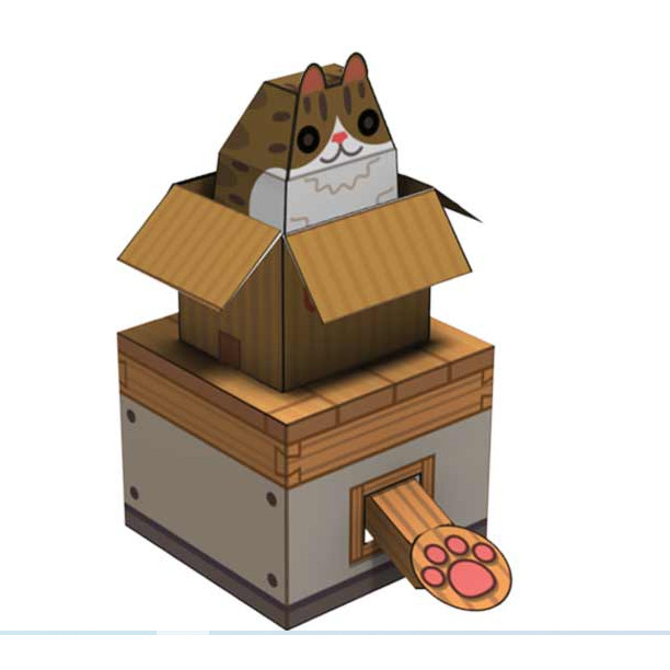 Box Cat  papercraft miniatur action figure diy kerajinan kertas tangan mainan edukatif edukasi anak dewasa belajar pendidikan hadiah game kado diecast seni lipat kertas