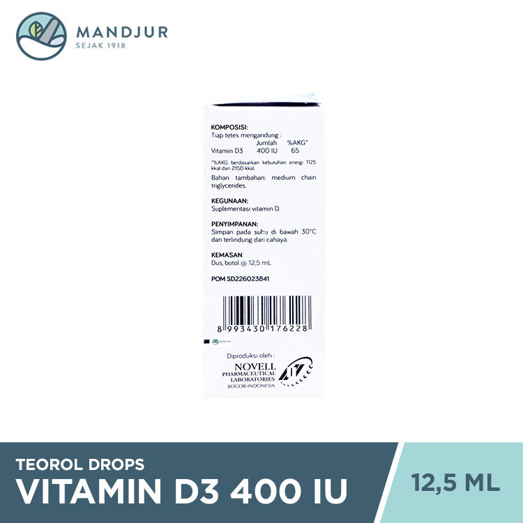 Jual Teorol Drops Vitamin D3 400 IU - Suplemen Vitamin D | Shopee Indonesia