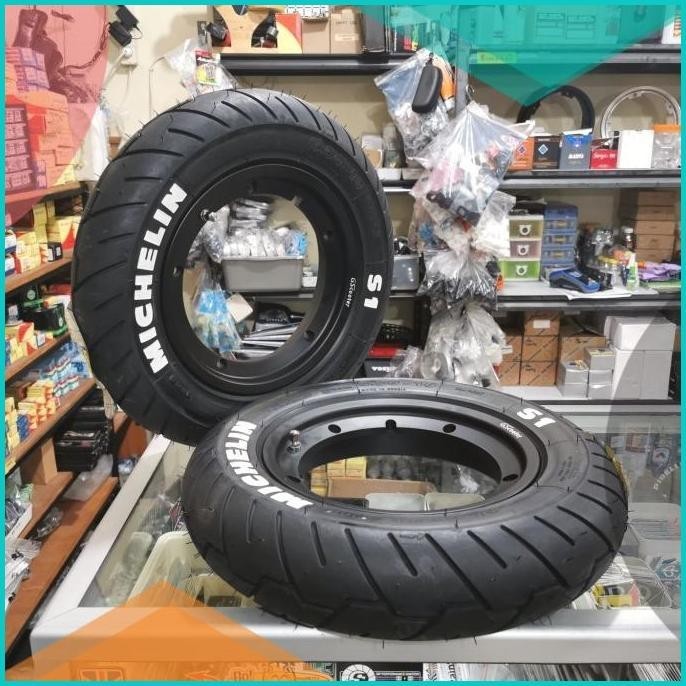 Jual Velg Tubeless Vespa Ml Black Gscooter V Ring Set Ban Michelin S Shopee Indonesia