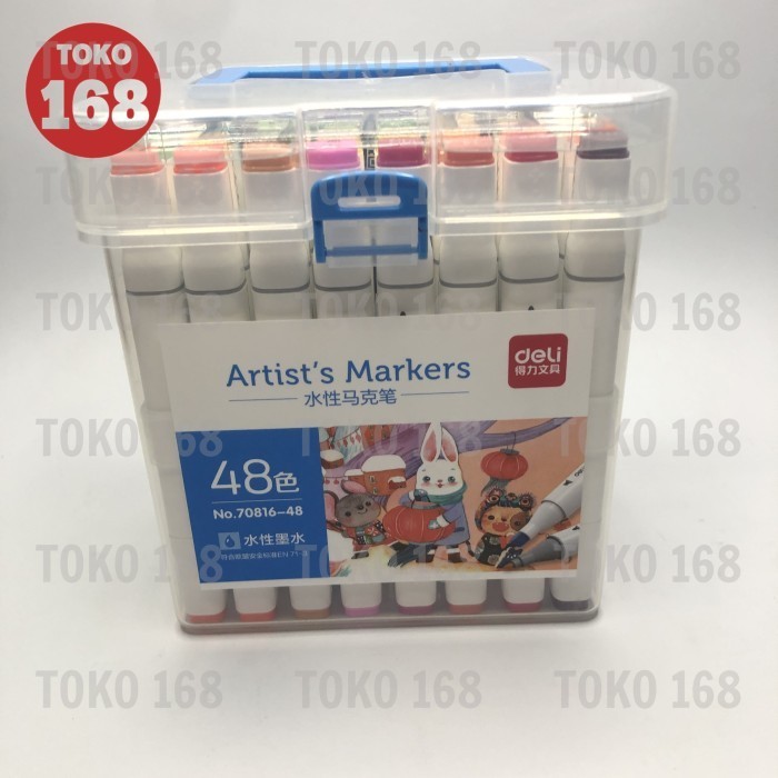 Jual Deli Sketch/Water-Based Marker/Spidol Sketsa 70816 48 Warna (Set ...