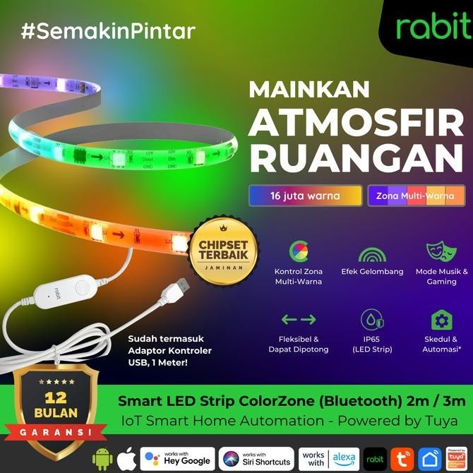 Jual RABIT Smart LED Strip RGBW ColorZone 2M - Lampu Bluetooth Control ...