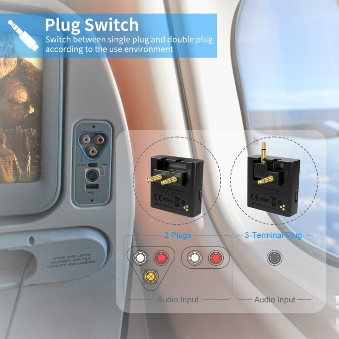 Jual 1Mii B05 B 05 Wireless Airplane Audio Adapter Bluetooth