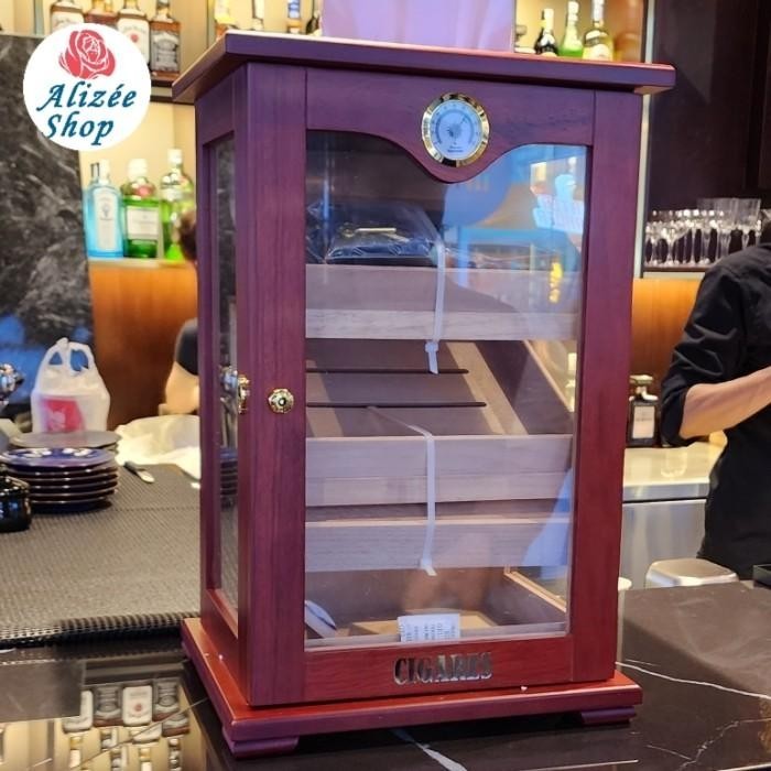 Jual Large Standing Wooden Display Humidor Cabinet Showcase + Lock Set ...