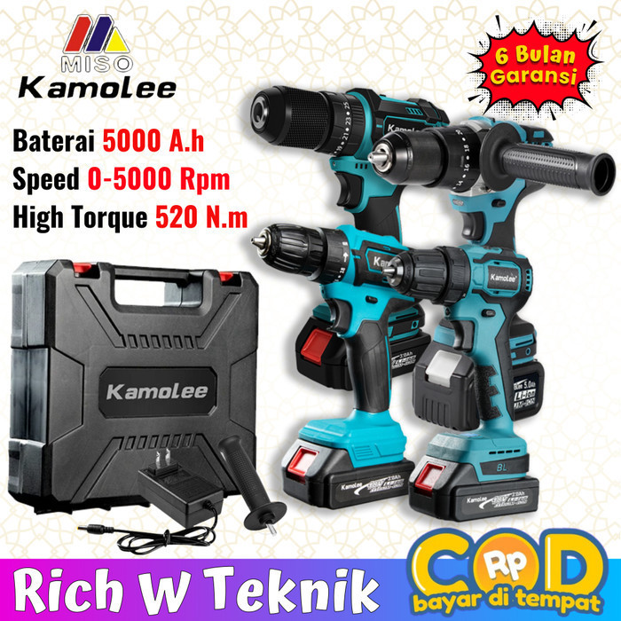 Jual Kamolee Bor Listrik Cordless Impact Drill Torsi Max N M Mm Mm Shopee Indonesia