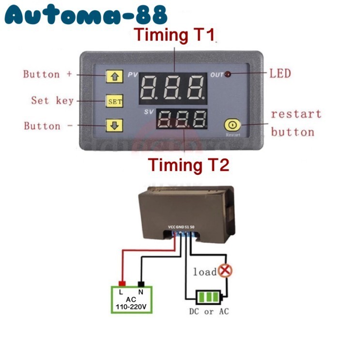 Jual Asli Digital Time Delay Switch Ac 110V 220V Module Timer Relay ...