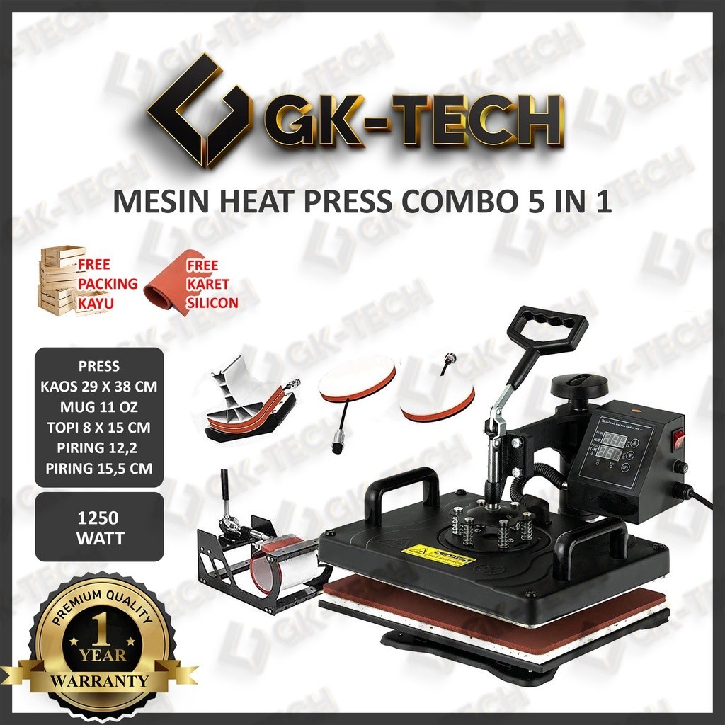 Jual Mesin Press Combo 5 in 1 Mug / Gelas / Piring / Topi / Kaos ...