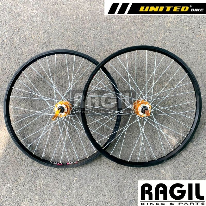 Jual WHEELSET SEPEDA 24 INCH UNITED RODA JADI VELG RIM RIMS LUBANG 36 ...