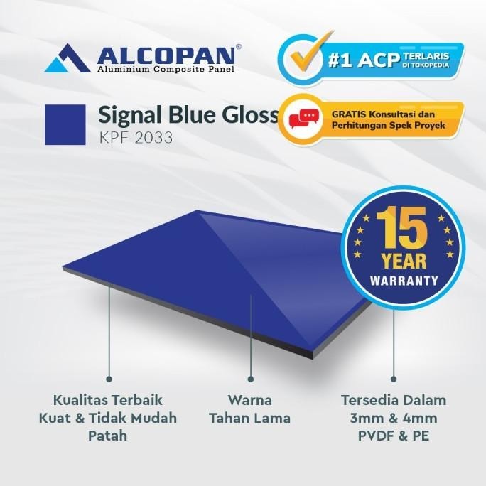 Jual ACP aluminium composite panel Alcopan Signal Blue Glossy PE 3mm ...