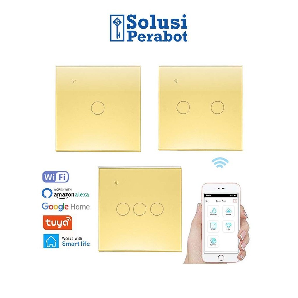 Jual Smart Wall Switch Gold WIFI SP / Saklar Dinding Sentuh / IoT Touch ...