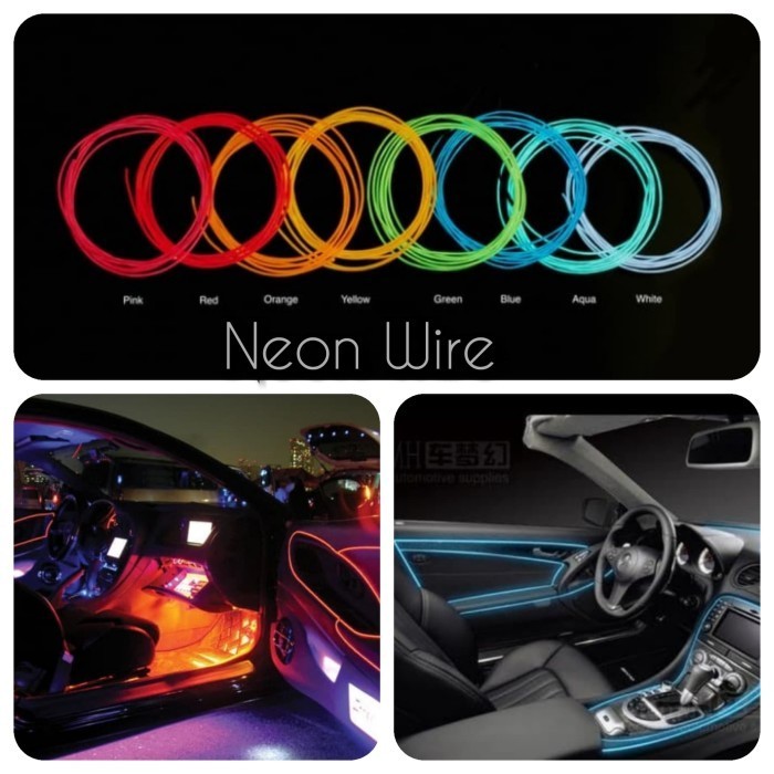 Jual Led El Wire Flexible Strip Neon Wire Inverter 12V 3Meter 3M 3 ...