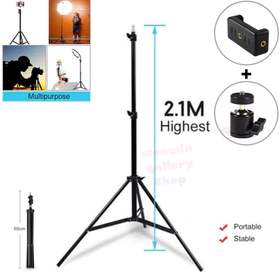 Tripod Handphone Dan Kamera 2.1 Meter Stand HP Model Lipat Dengan Holder Dan Ball Head Rotation