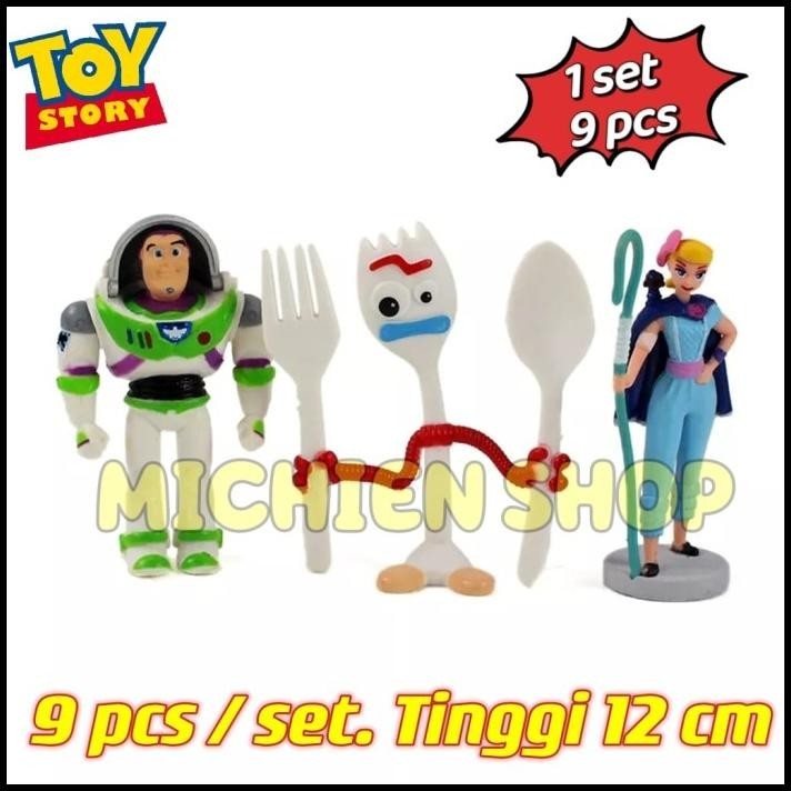 Jual BEST DEAL 9 PCS TOY STORY 4 WOODY BUZZ LIGHTYEAR FORKY JESSIE BO ...