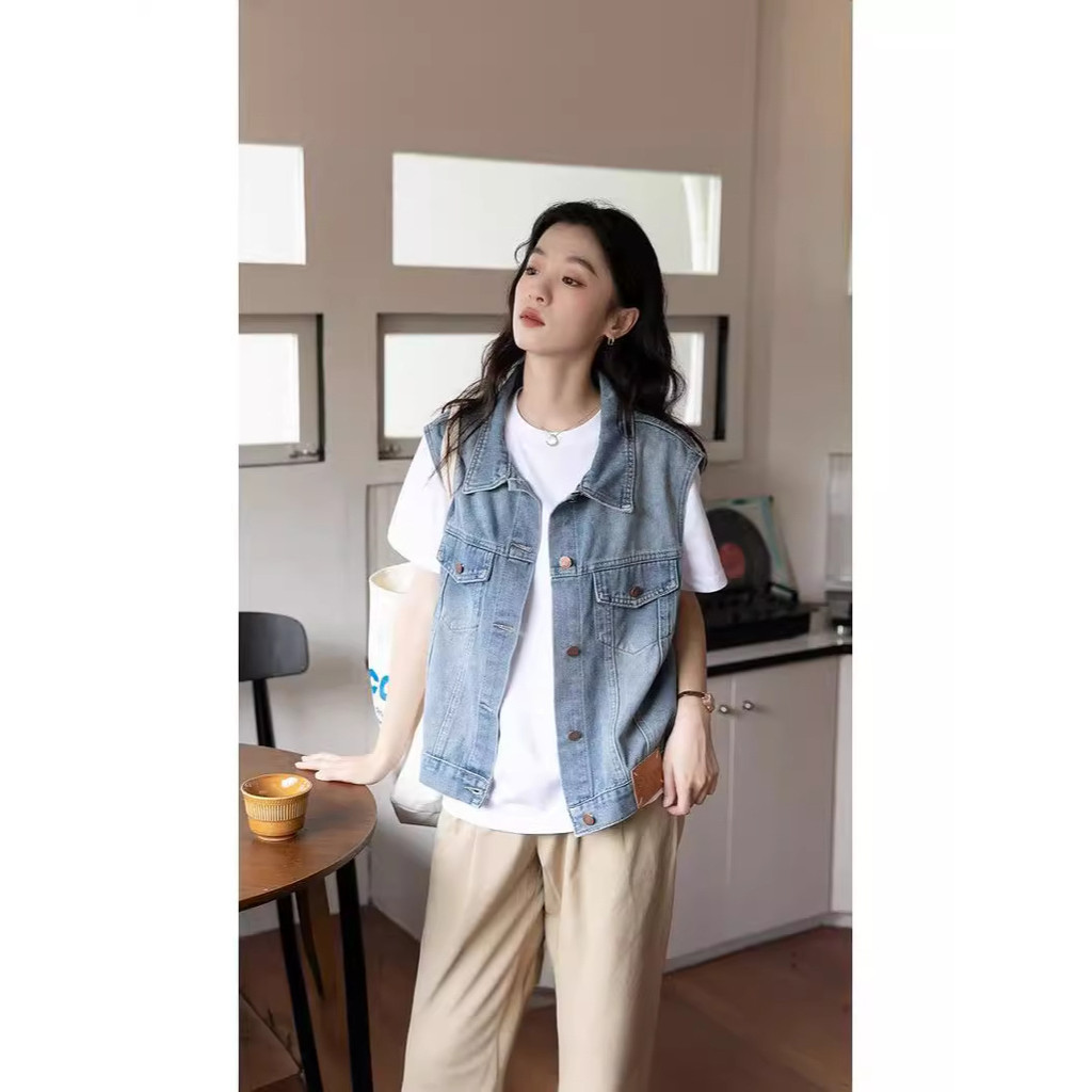 Jual Rompi Denim, Atasan Rompi Tanpa Lengan Cocok untuk Semua | Shopee ...