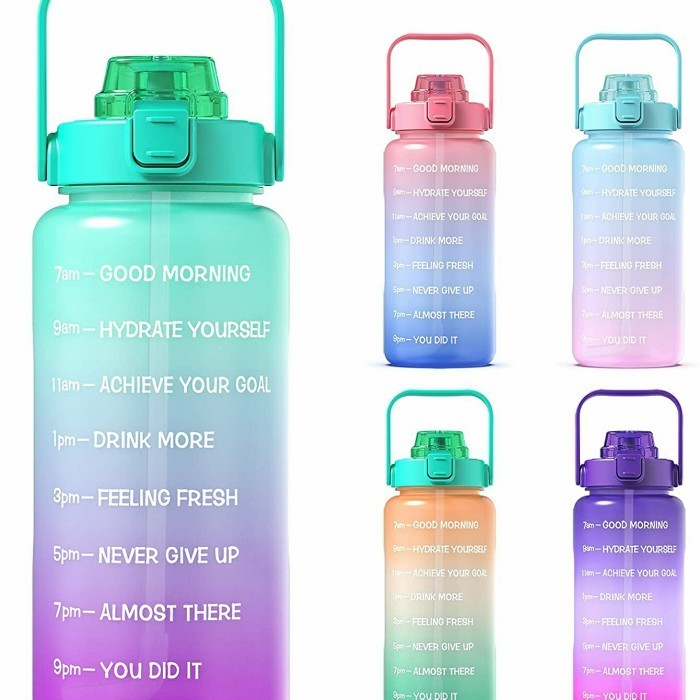 Jual Motivational Water Bottle 2L Time Marker with Straw, Botol ...