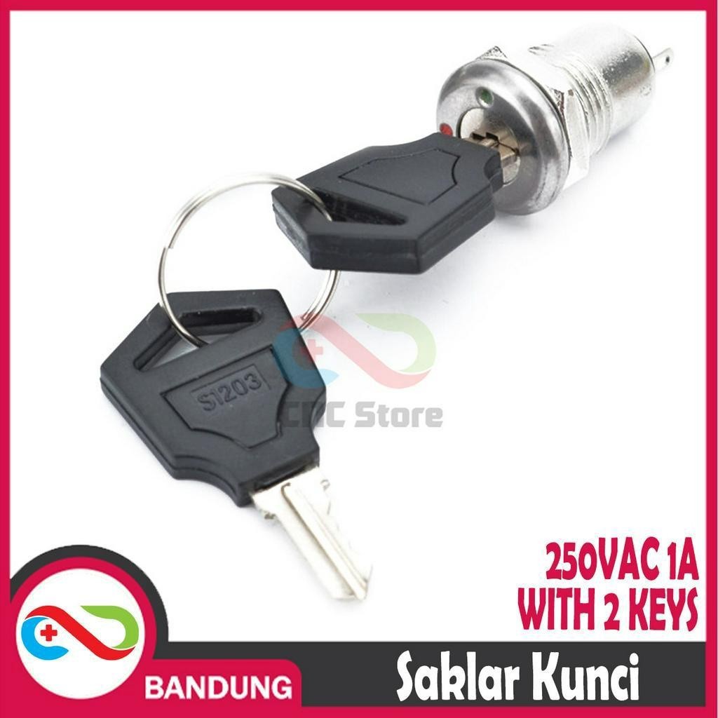 Jual SAKLAR KUNCI 250VAC 1A SECURTY LOCK SWITCH WITH 2 KEYS 12mm ON OFF ...