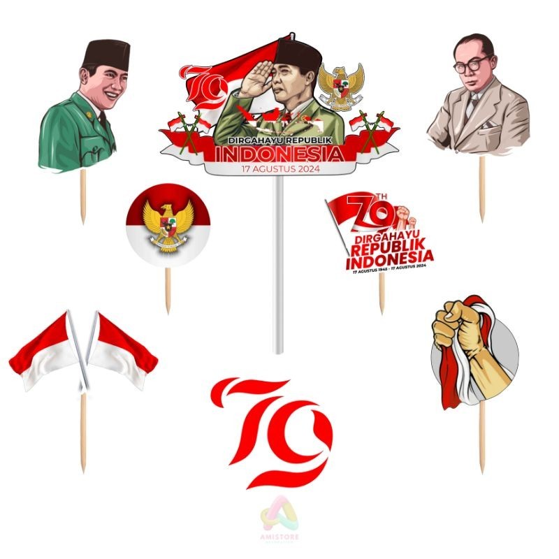 Jual topper karakter hari kemerdekaan/toppercake HUT RI/hiasan kue ...
