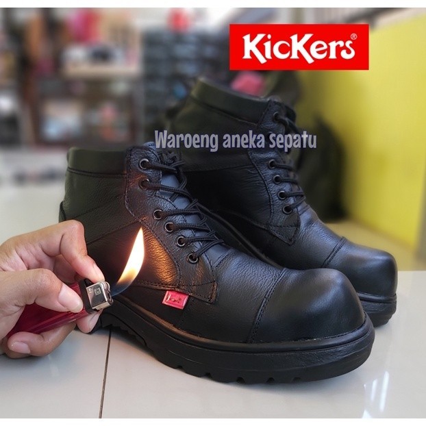 Jual Sepatu Safety Boots Kickers Komando Kulit Asli ujung besi touring ...