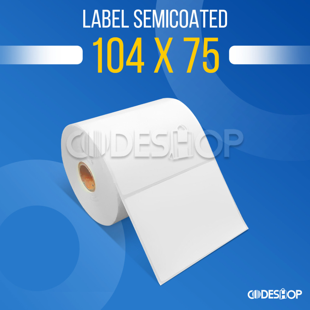 Jual Kertas Label SEMICOATED 104x75 Sticker Barcode 1 Line 104 x 75 mm ...
