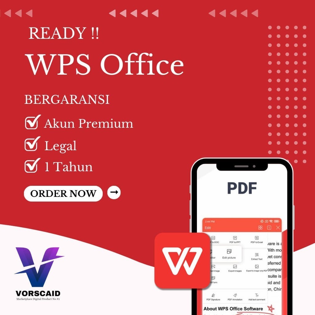 Jual WPS Ofice Pro Premium 1 Tahun Full Version No