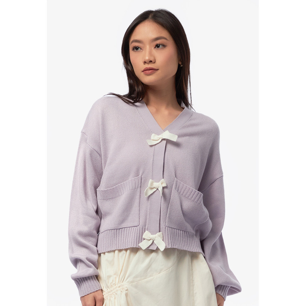 Jual COLORBOX Oversized Ribbon Cardigan Lilac | Shopee Indonesia