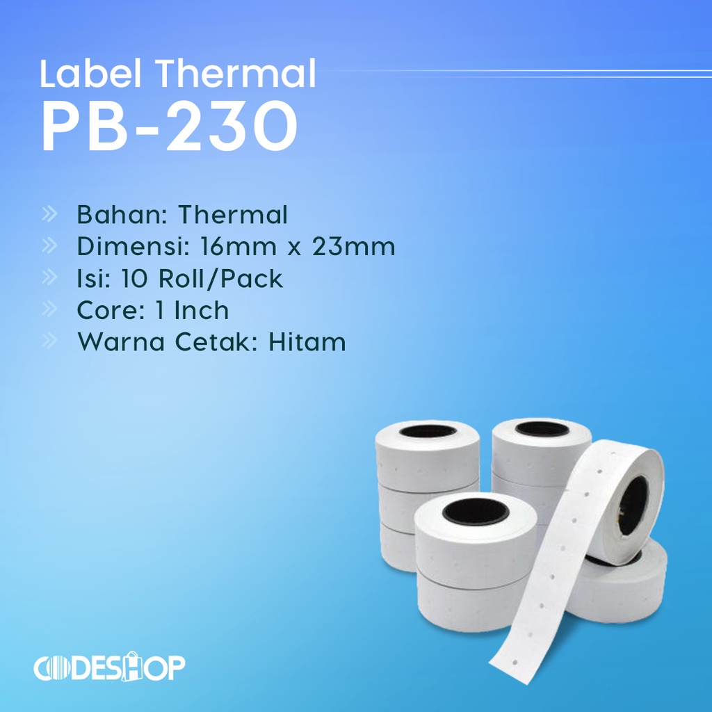 Jual STICKER LABEL SATO PUTIH POLOS PB-230 HAND LABEL PB230 PB 230 ...