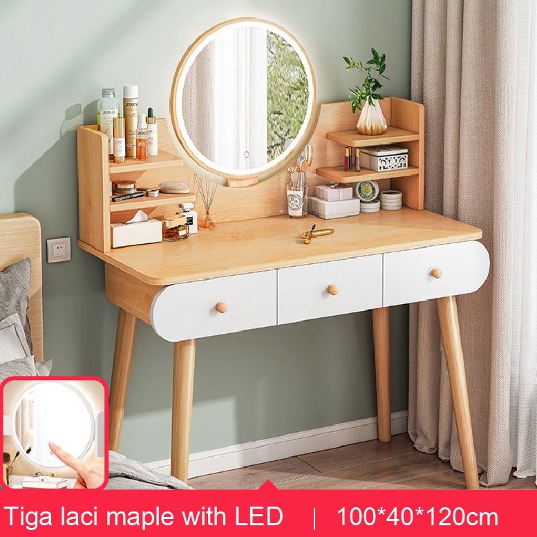 Jual TERMURAH e-tife Meja Rias + Kursi Pita/ Meja Rias Lampu LED/Meja ...