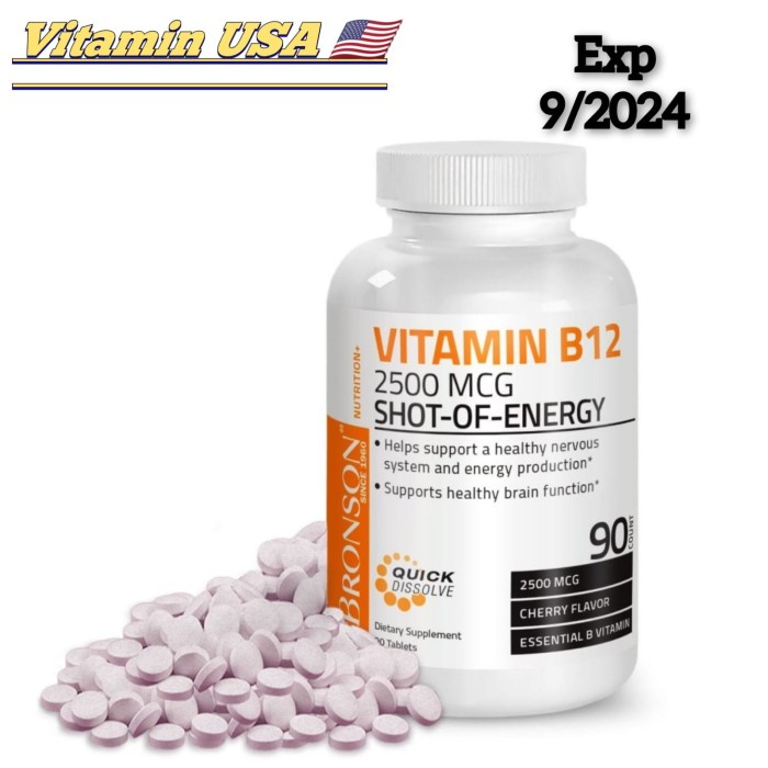 Jual Bronson Vitamin B12 2500 MCG Shot Of Energy 90 Tablets Shopee