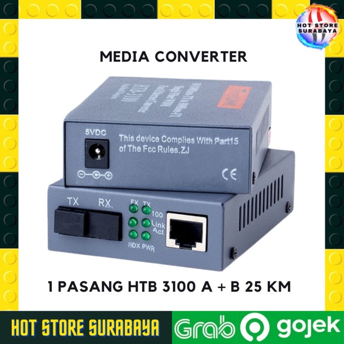 Jual Htb 3100 Media Konverter Fiber Optik Single Mode Dengan 5v 2a Eu