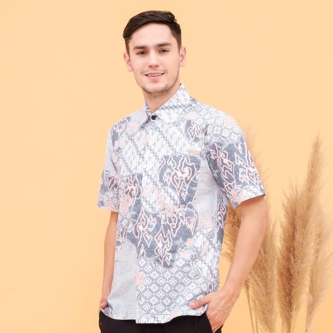 Jual Batik Trusmi Hem Batik Pria Lengan Pendek Mega Mendung Pastel Shopee Indonesia 