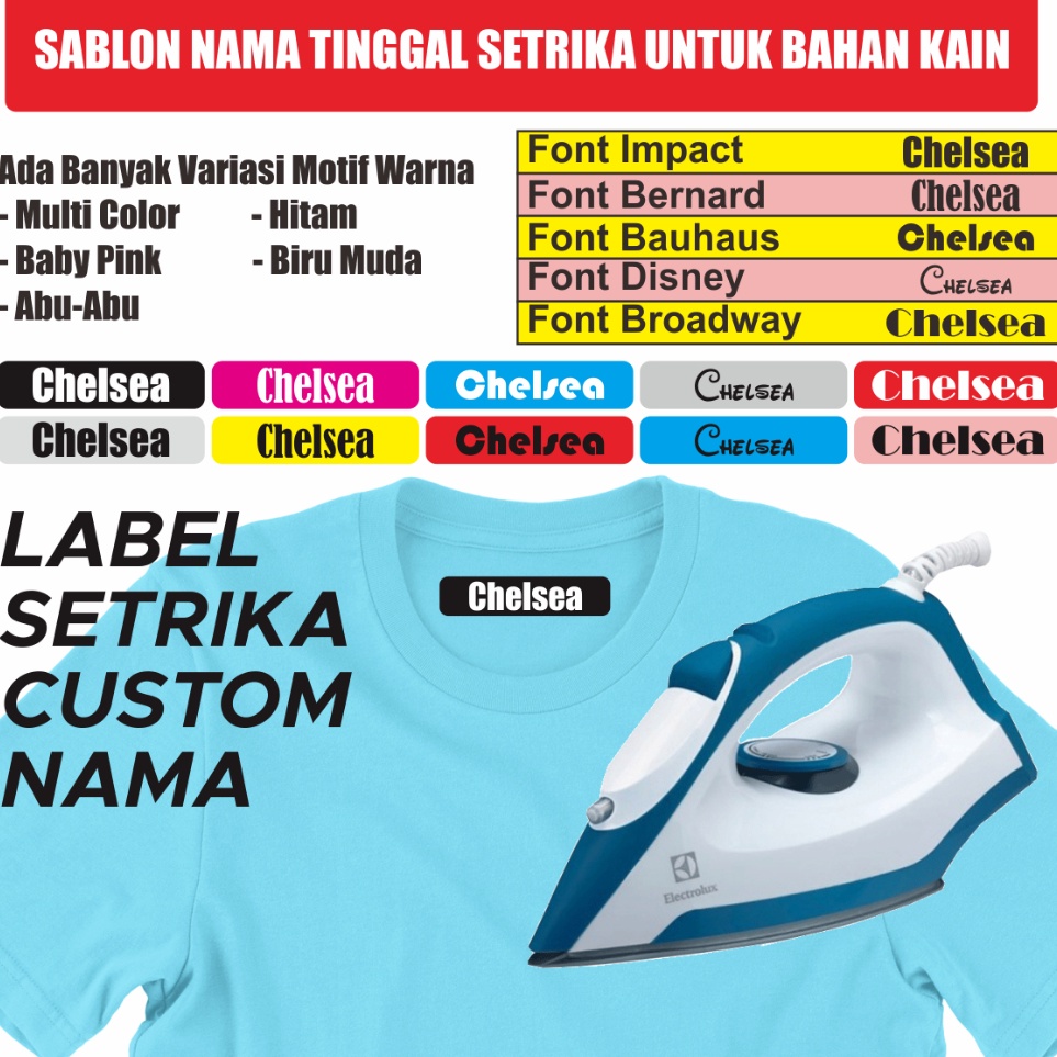 Jual Untuk Anday5Y9k BA139 Sticker Nama Label Printing Kain / kaos ...