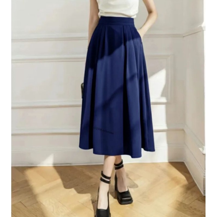Jual Rok Midi Ruffle Korean style Terbaru Bahan Crinkle | Shopee Indonesia
